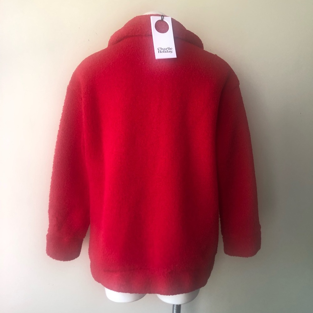 Charlie Holiday Somerset Oversized Faux Fur Teddy Jacket, RED S NWT - Picture 9 of 11